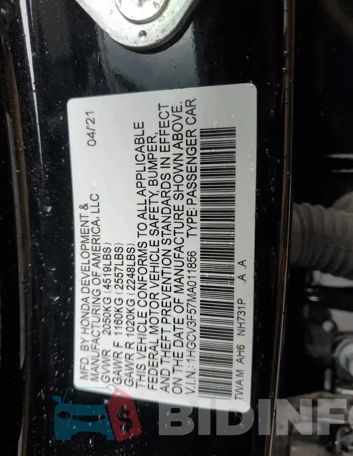 1HGCV3F57MA011856 Photo# 12