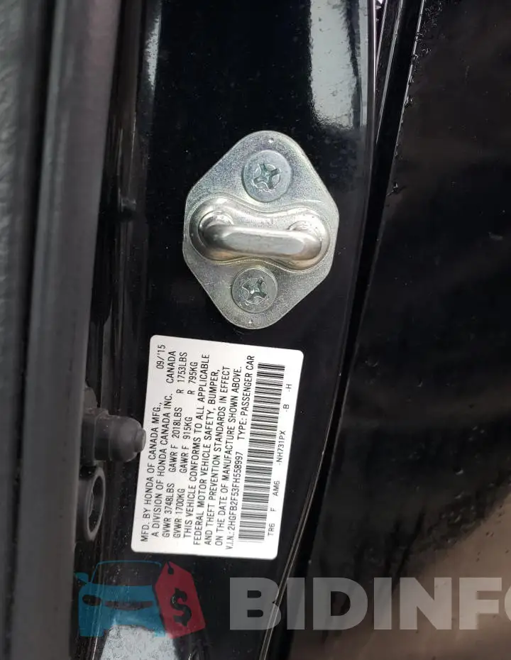 2HGFB2F53FH558997 Photo# 12
