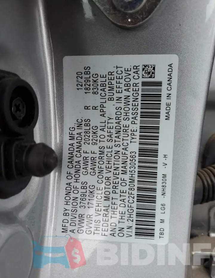 2HGFC2F80MH530563 Photo# 13