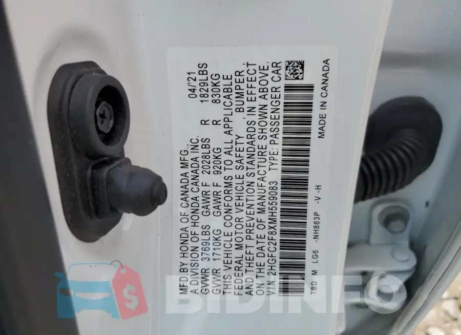 2HGFC2F8XMH559083 Photo# 12