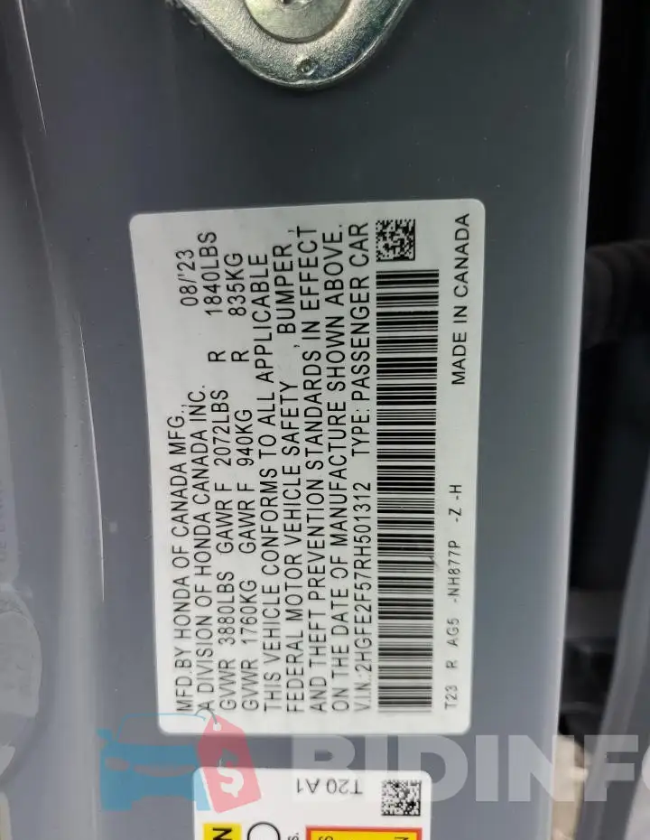 2HGFE2F57RH501312 Photo# 12