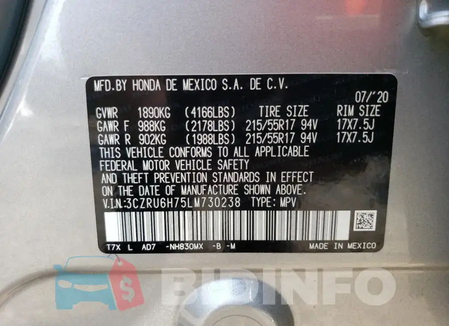 3CZRU6H75LM730238 Photo# 14