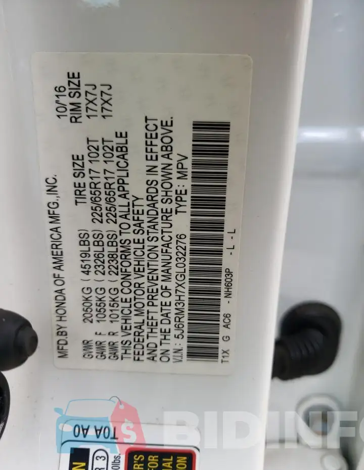 5J6RM3H7XGL032276 Photo# 12
