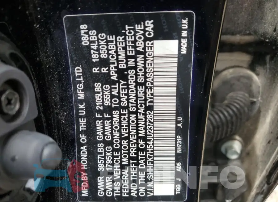 SHHFK7H54JU237282 Photo# 12