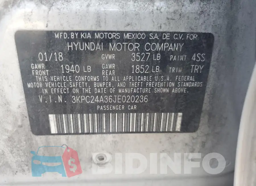 3KPC24A36JE020236 Photo# 13