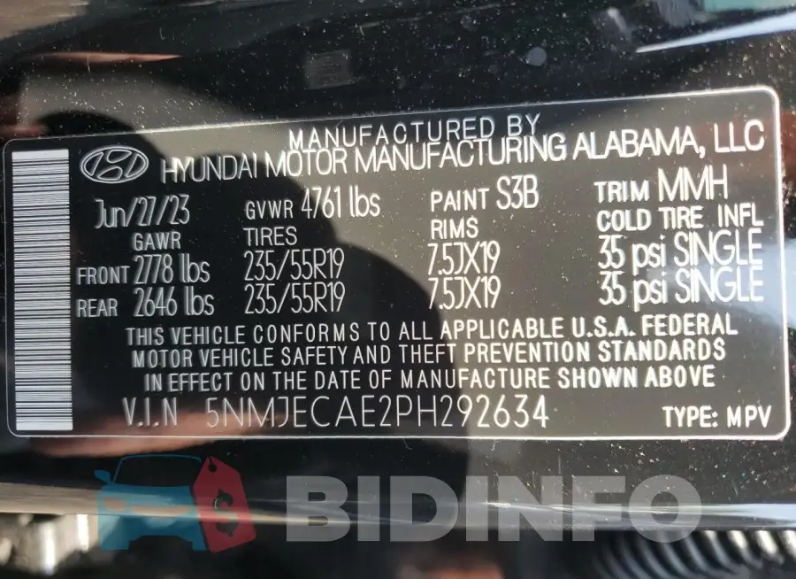 5NMJECAE2PH292634 Photo# 12