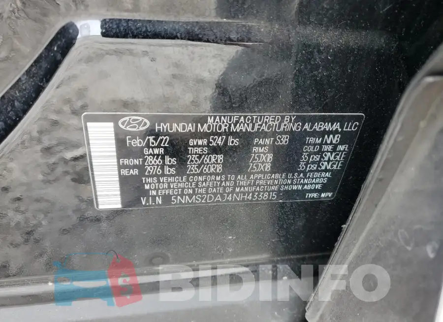 5NMS2DAJ4NH433815 Photo# 13