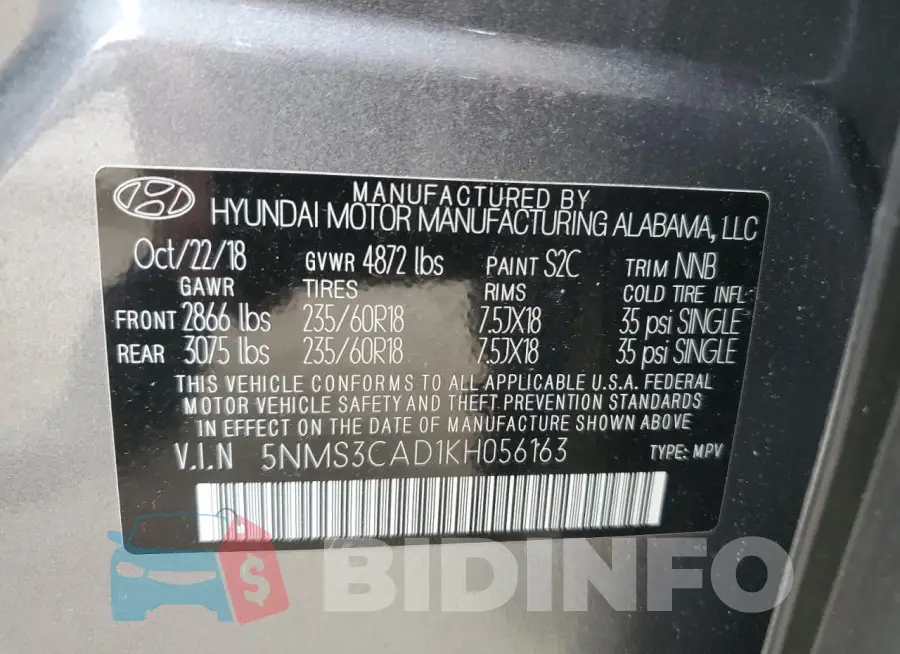 5NMS3CAD1KH056163 Photo# 13