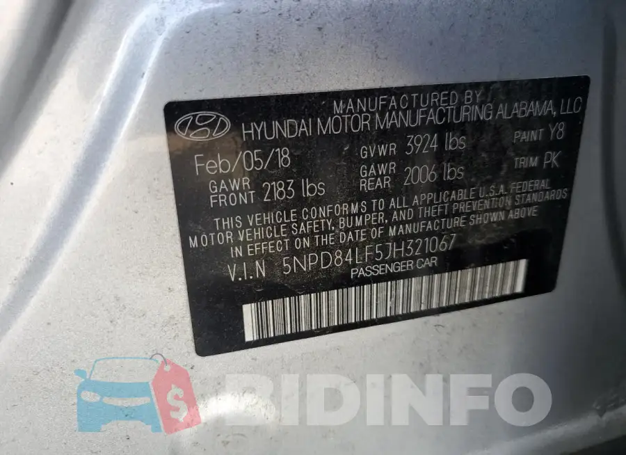5NPD84LF5JH321067 Photo# 13
