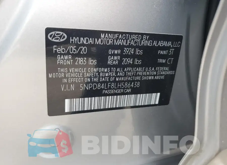 5NPD84LF8LH586438 Photo# 13
