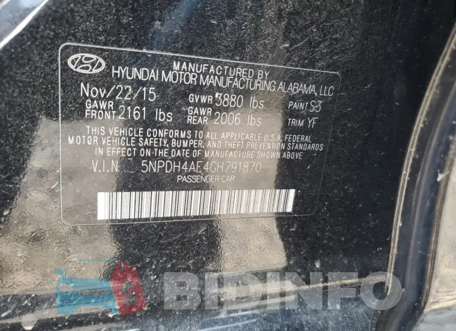 5NPDH4AE4GH791870 Photo# 12