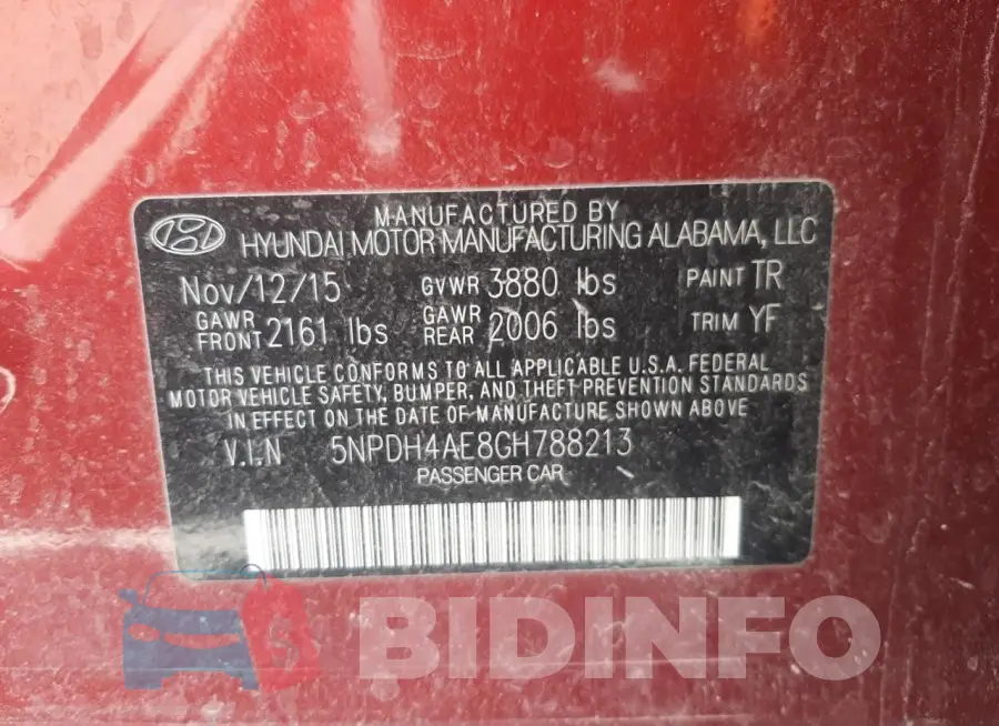 5NPDH4AE8GH788213 Photo# 13