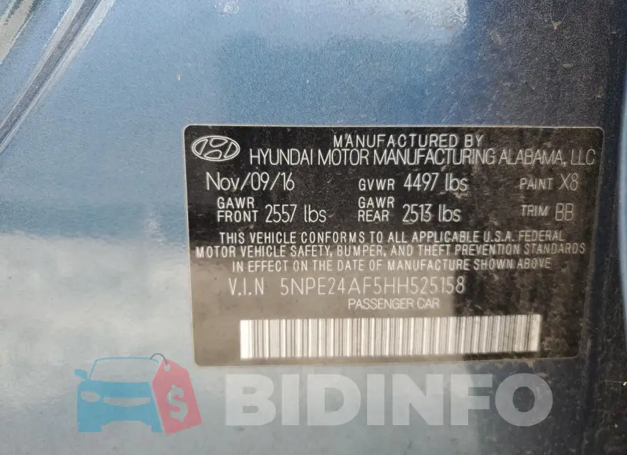 5NPE24AF5HH525158 Photo# 12