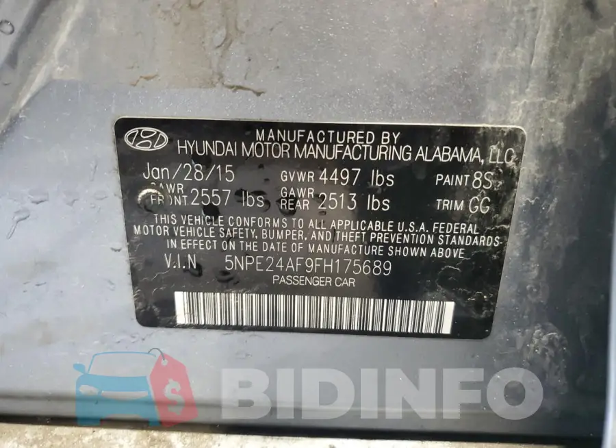 5NPE24AF9FH175689 Photo# 12