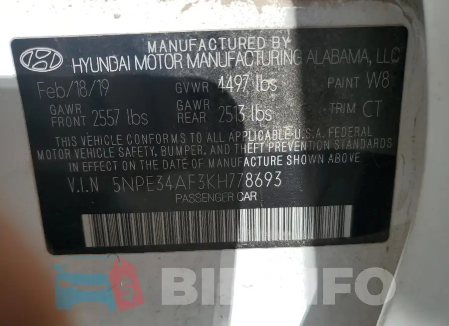 5NPE34AF3KH778693 Photo# 12