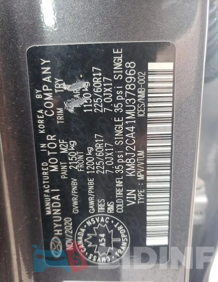 KM8J2CA41MU378968 Photo# 14