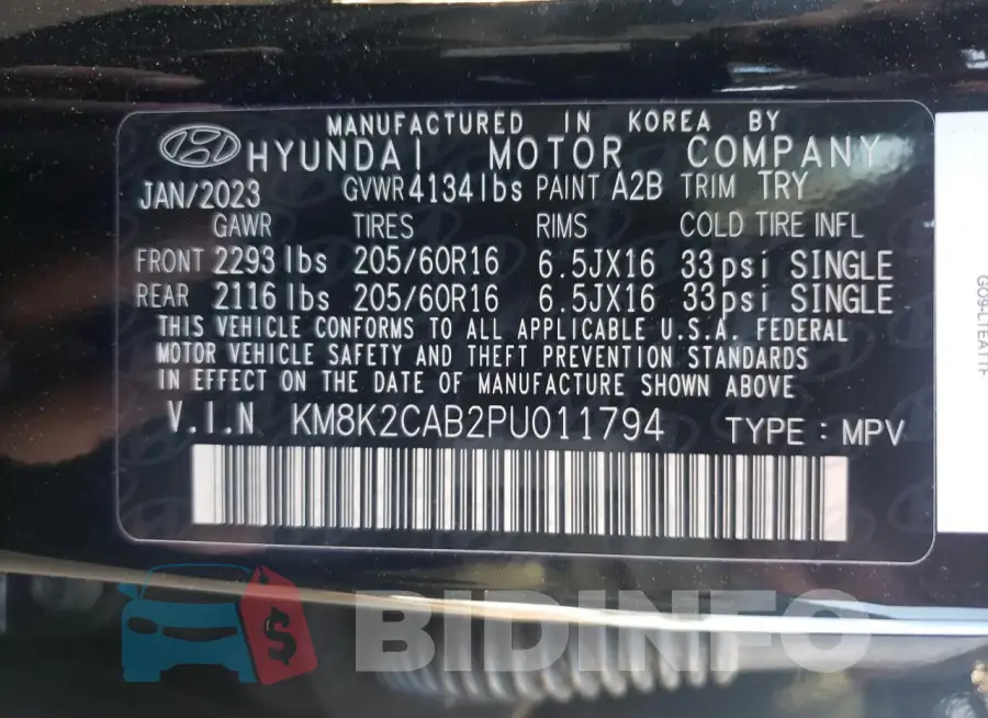 KM8K2CAB2PU011794 Photo# 13