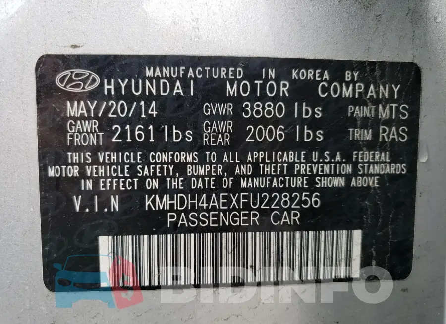 KMHDH4AEXFU228256 Photo# 12