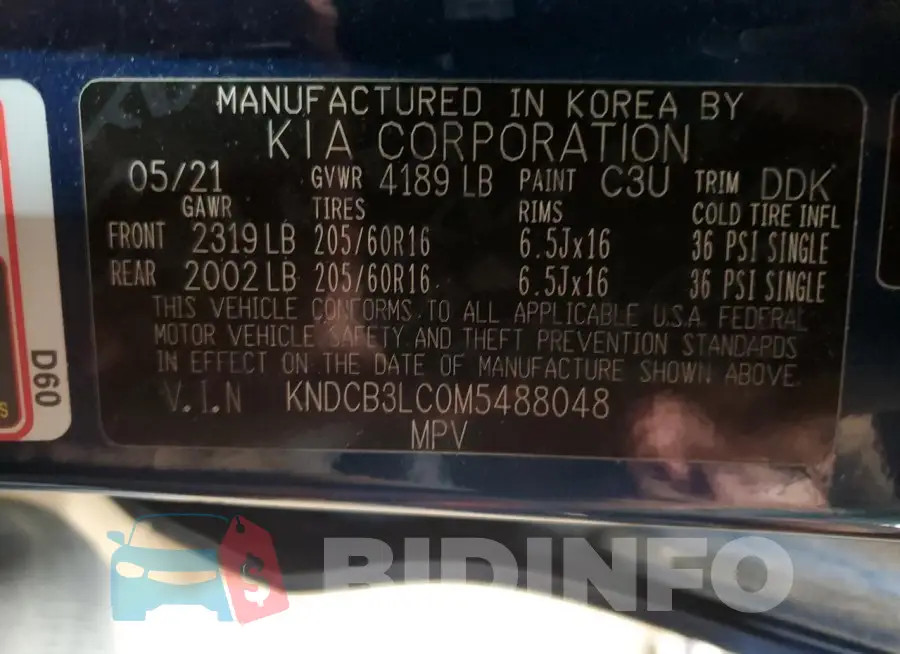 KNDCB3LC0M5488048 Photo# 13
