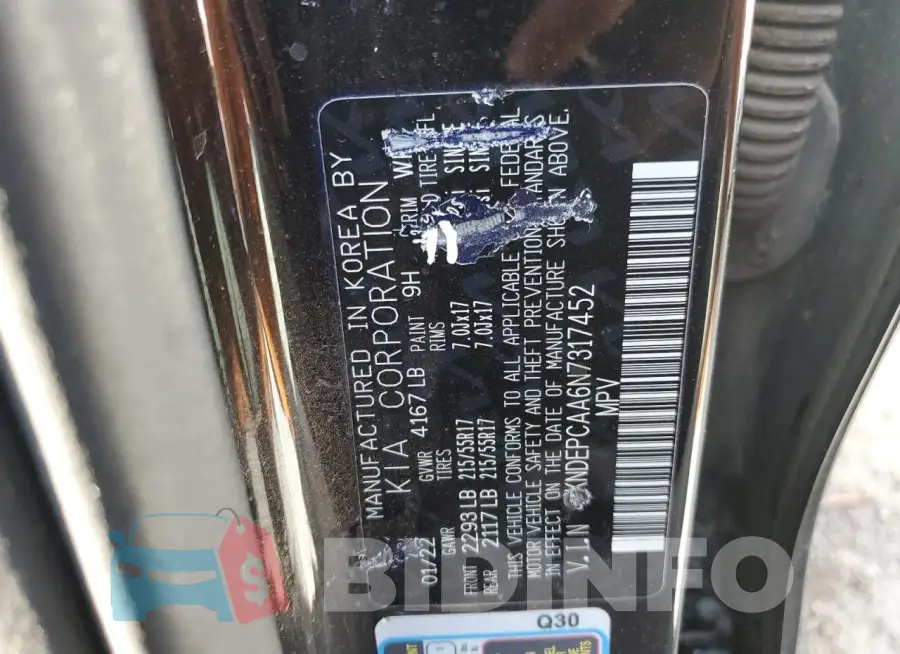 KNDEPCAA6N7317452 Photo# 12