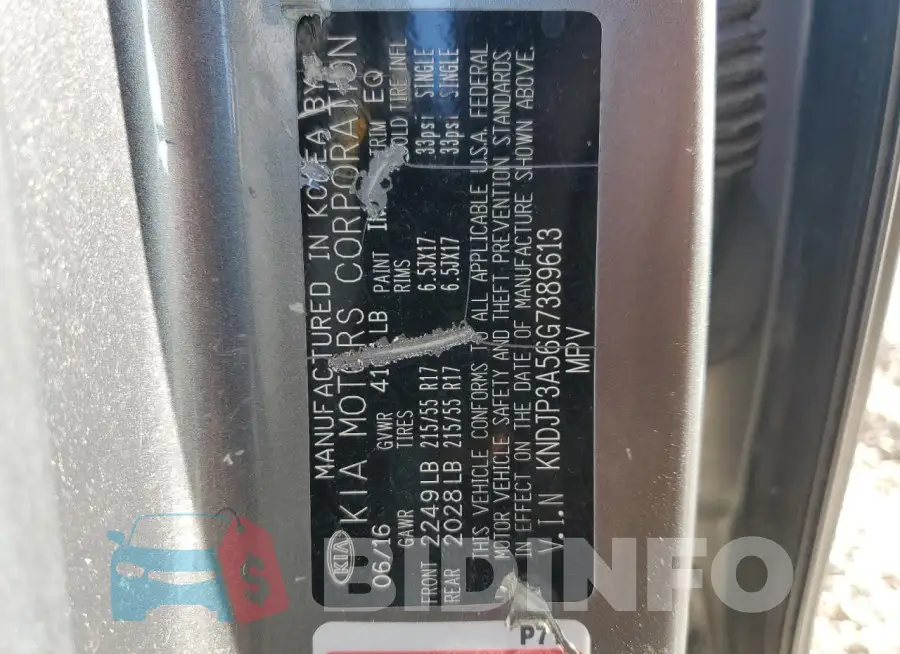KNDJP3A56G7389613 Photo# 14