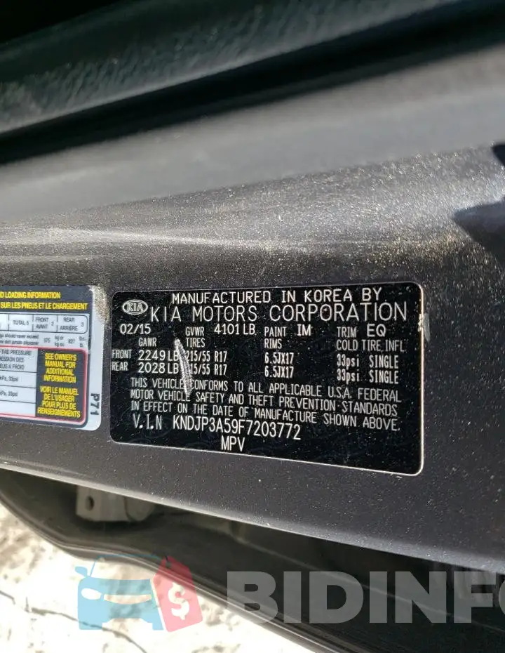KNDJP3A59F7203772 Photo# 13