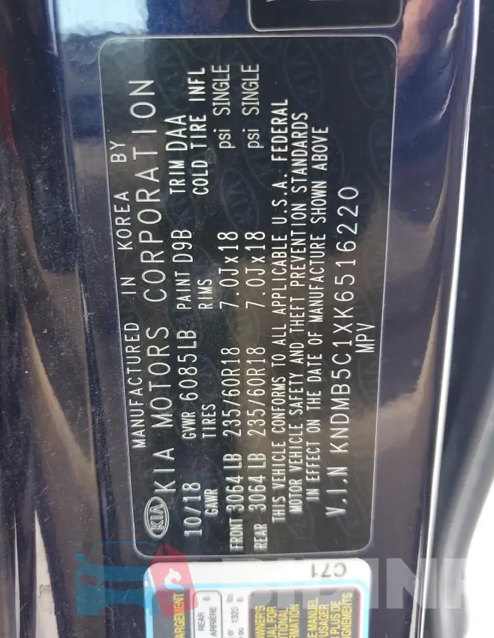 KNDMB5C1XK6516220 Photo# 13