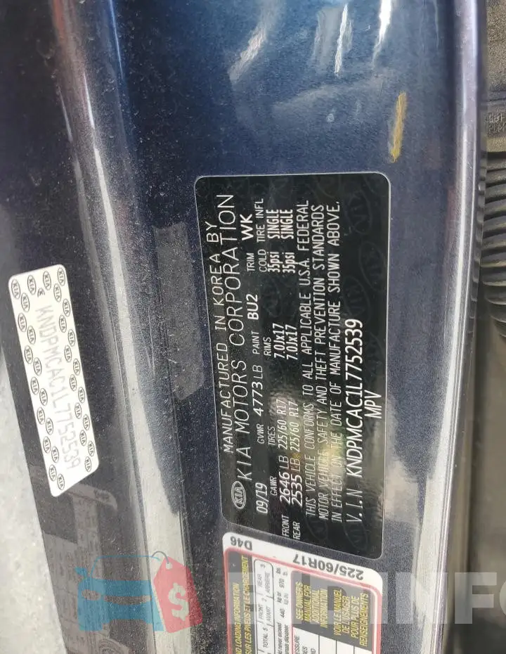 KNDPMCAC1L7752539 Photo# 12