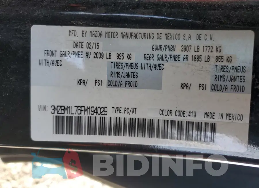 3MZBM1L76FM194029 Photo# 13