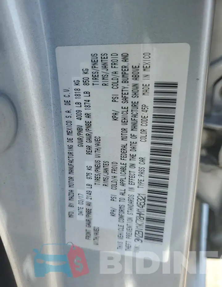 3MZBN1K78HM145321 Photo# 12