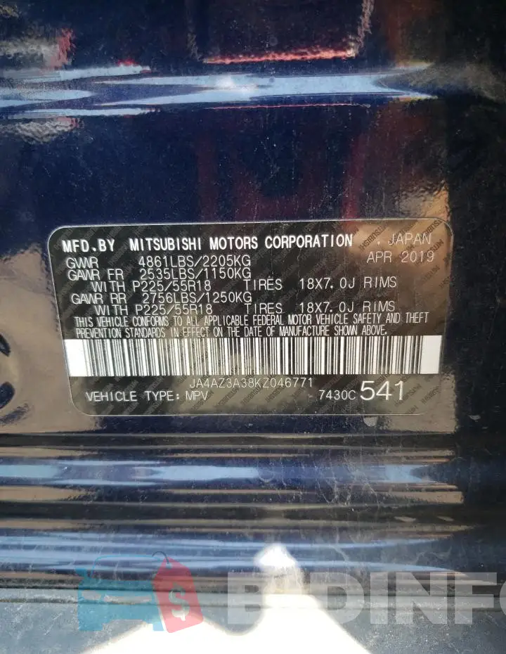 JA4AZ3A38KZ046771 Photo# 14