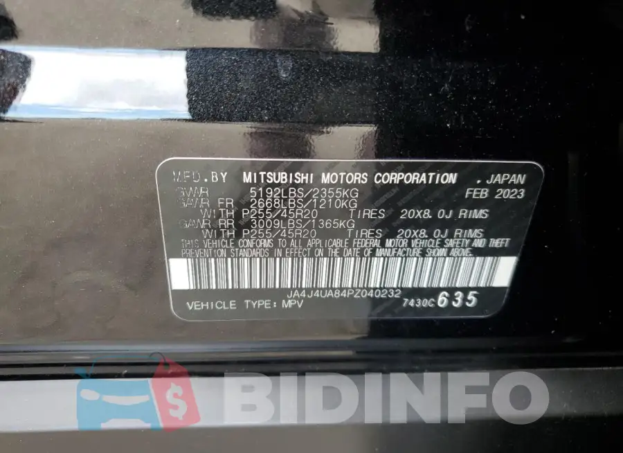 JA4J4UA84PZ040232 Photo# 13