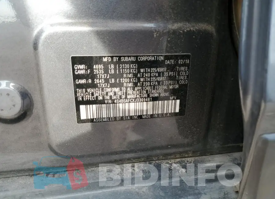 4S4BSAFCXJ3309481 Photo# 14