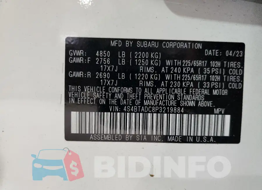 4S4BTADC8P3219884 Photo# 13