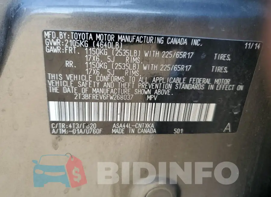 2T3BFREV6FW268037 Photo# 12