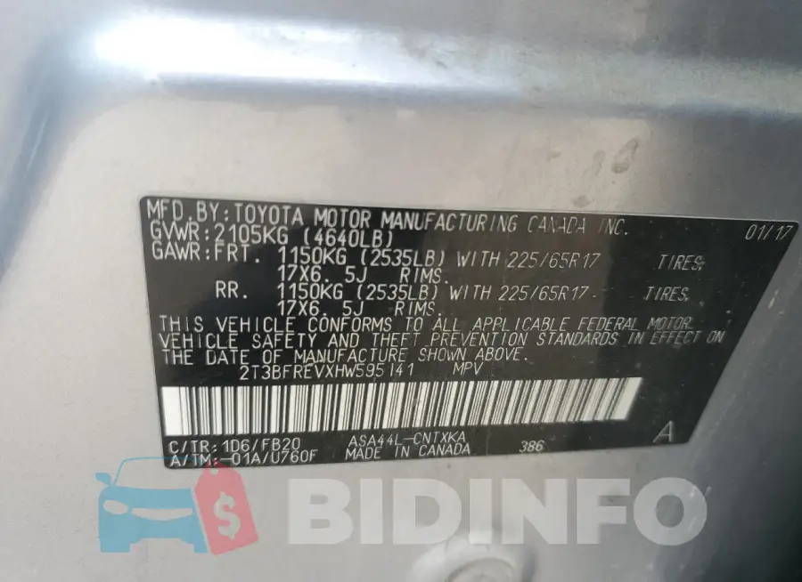 2T3BFREVXHW595141 Photo# 14
