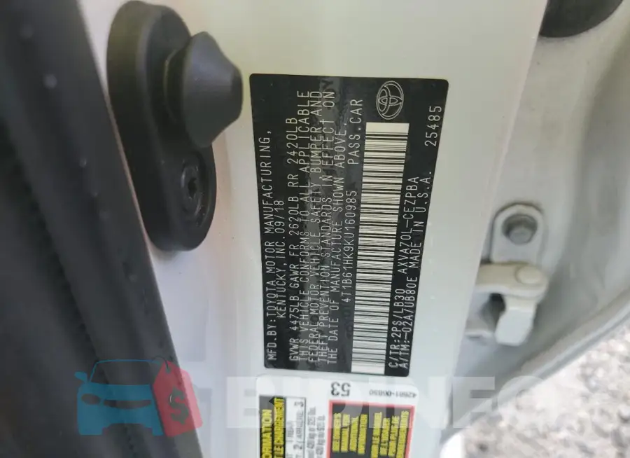 4T1B61HK9KU160985 Photo# 12