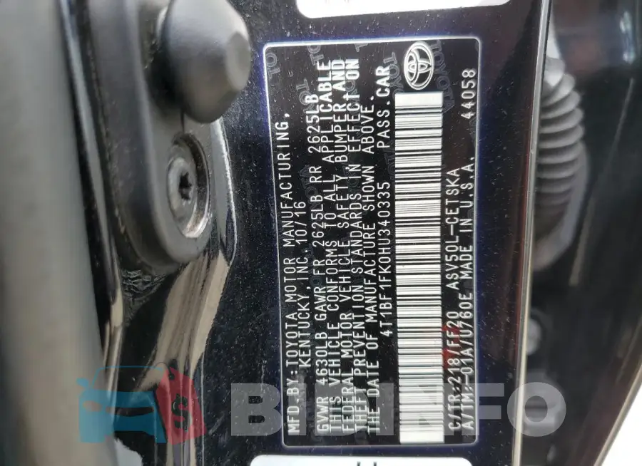 4T1BF1FK0HU340335 Photo# 12