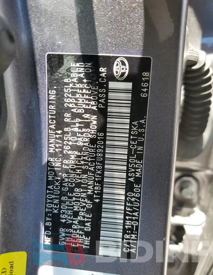 4T1BF1FK8FU892016 Photo# 12