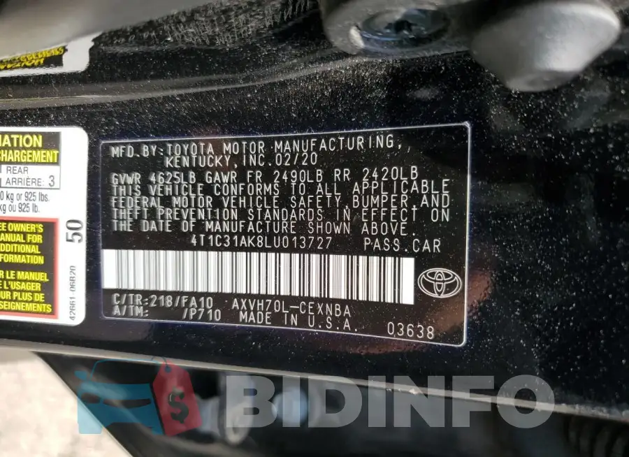 4T1C31AK8LU013727 Photo# 12