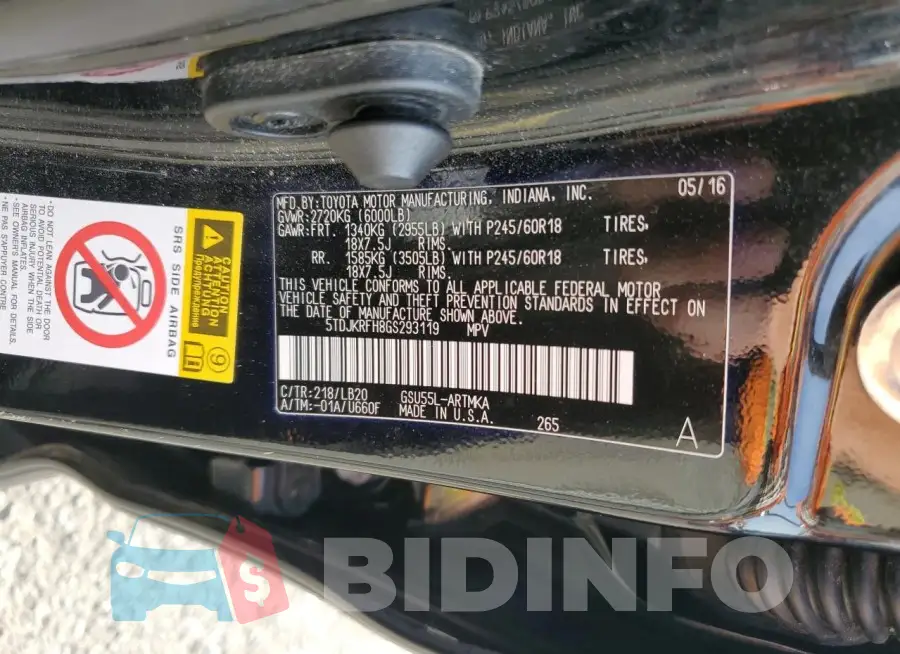 5TDJKRFH8GS293119 Photo# 14