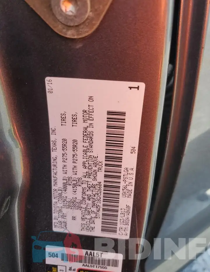 5TFHW5F18GX526604 Photo# 13