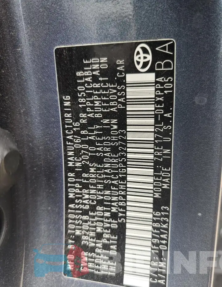 5YFBPRHE1GP532723 Photo# 12
