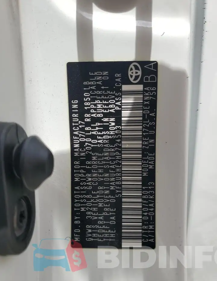 5YFBURHE2HP724503 Photo# 12
