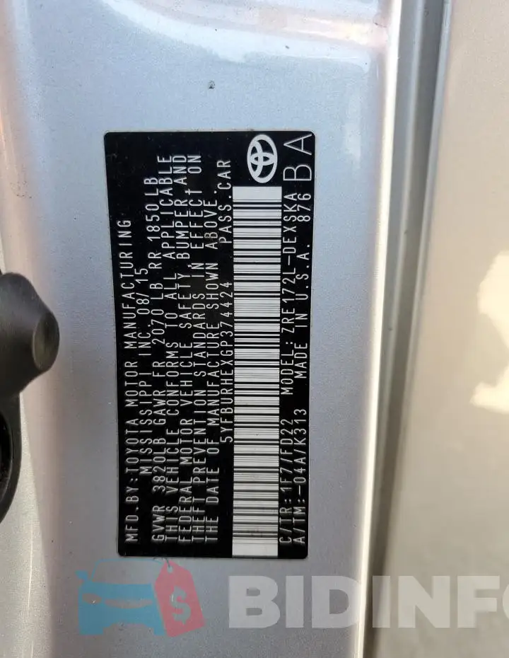 5YFBURHEXGP374424 Photo# 13