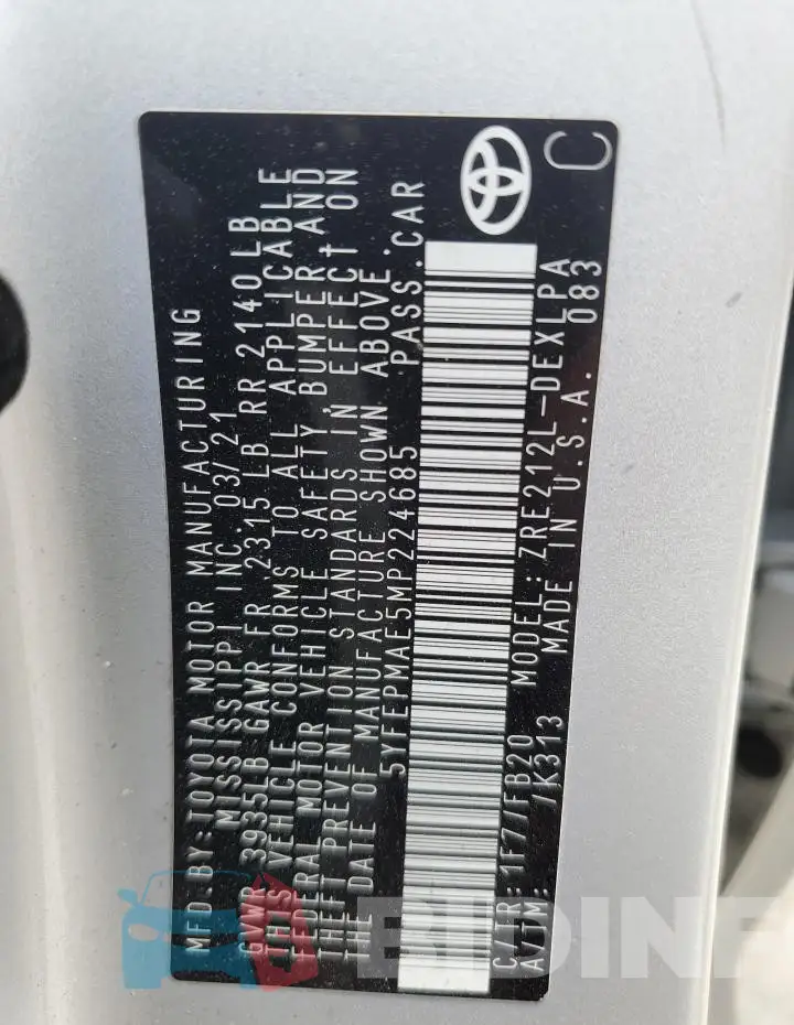 5YFEPMAE5MP224685 Photo# 12