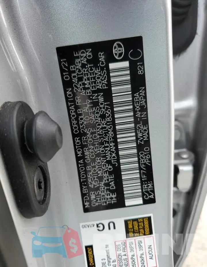 JTDKAMFP8M3183671 Photo# 13