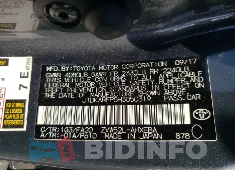 JTDKARFP5H3050319 Photo# 12