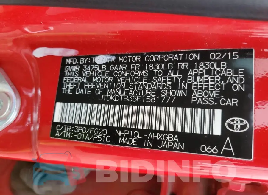 JTDKDTB35F1581777 Photo# 13