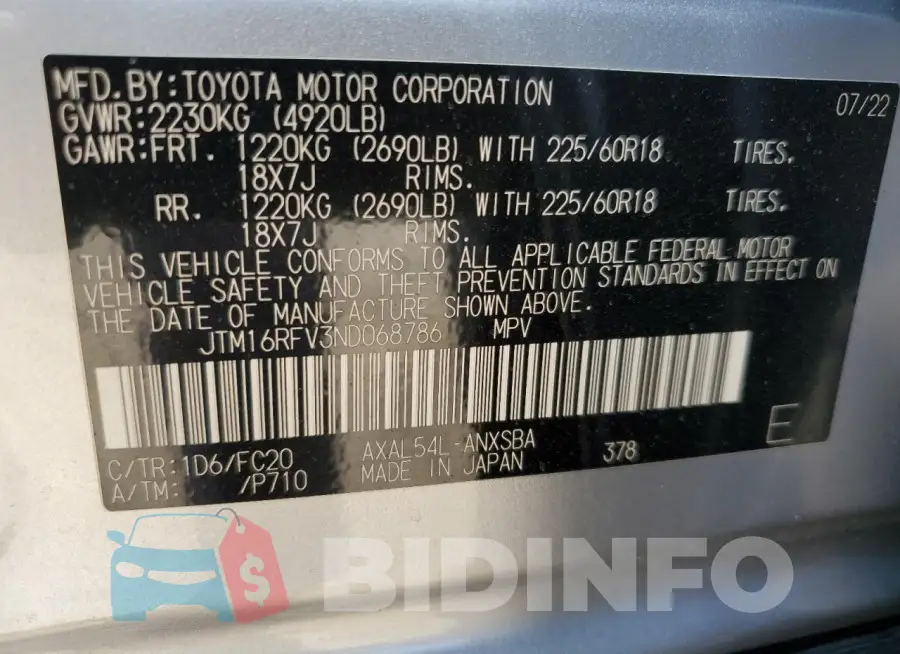 JTM16RFV3ND068786 Photo# 14